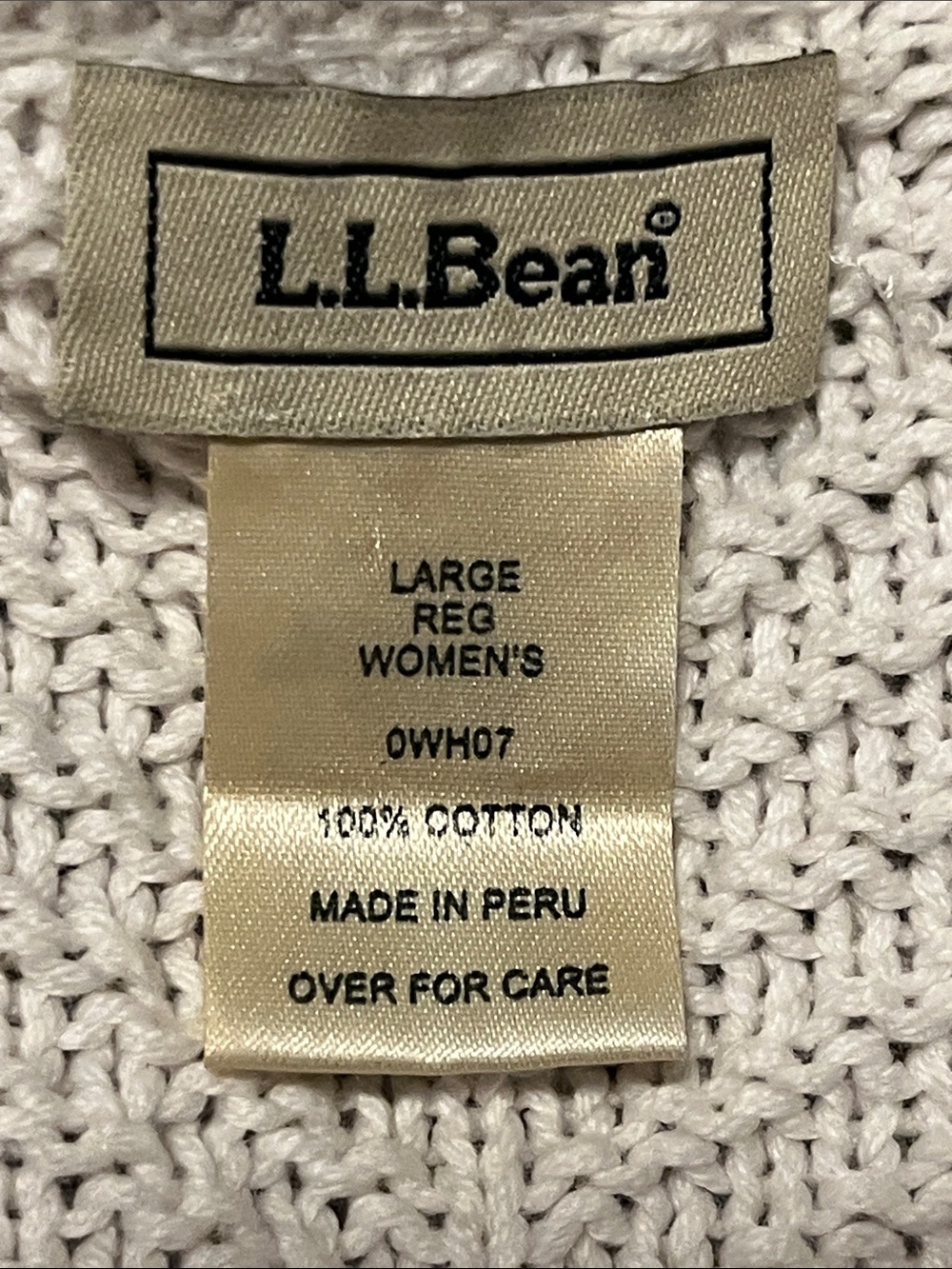 L.L. Bean Cream Cable-Knit Button Cardigan - Picture 4 of 7